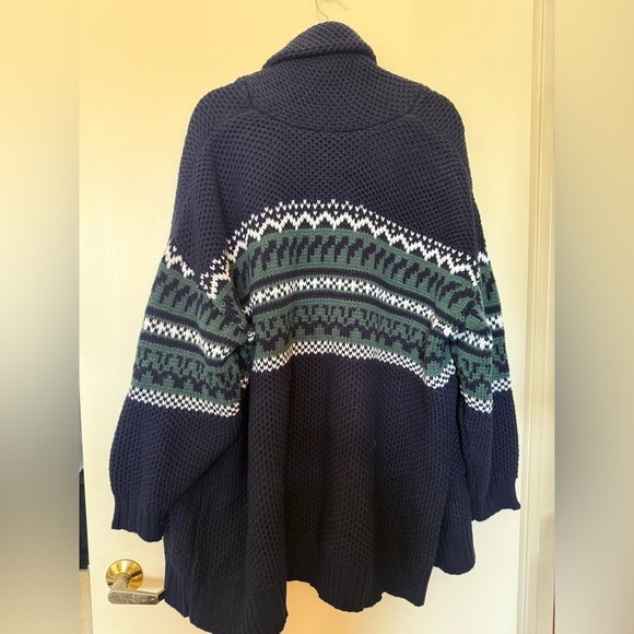 NWT Lane Bryant Navy, Green, and White Acrylic Sweater with Pockets in 26/28 - Picture 3 of 5